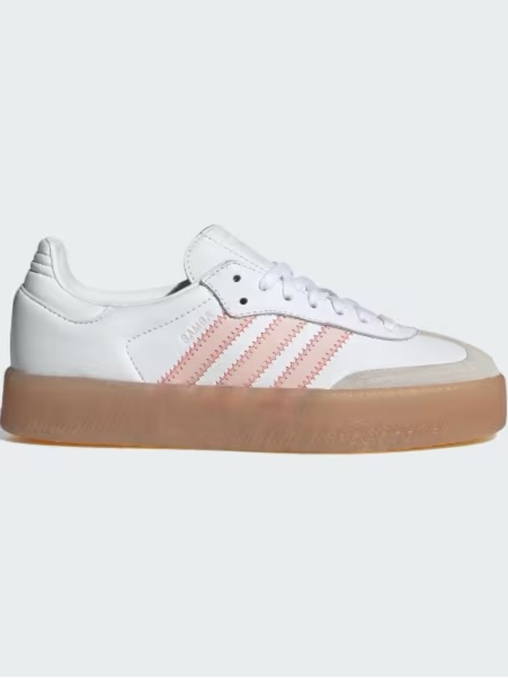 adidas White Low-Top Sneakers with Pink Stripes and Gum Sole